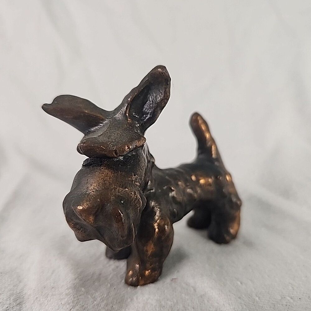Statue Brass Dog Figurine West Highland Terrier Heavy Solid Decoration 1 Lb VTG